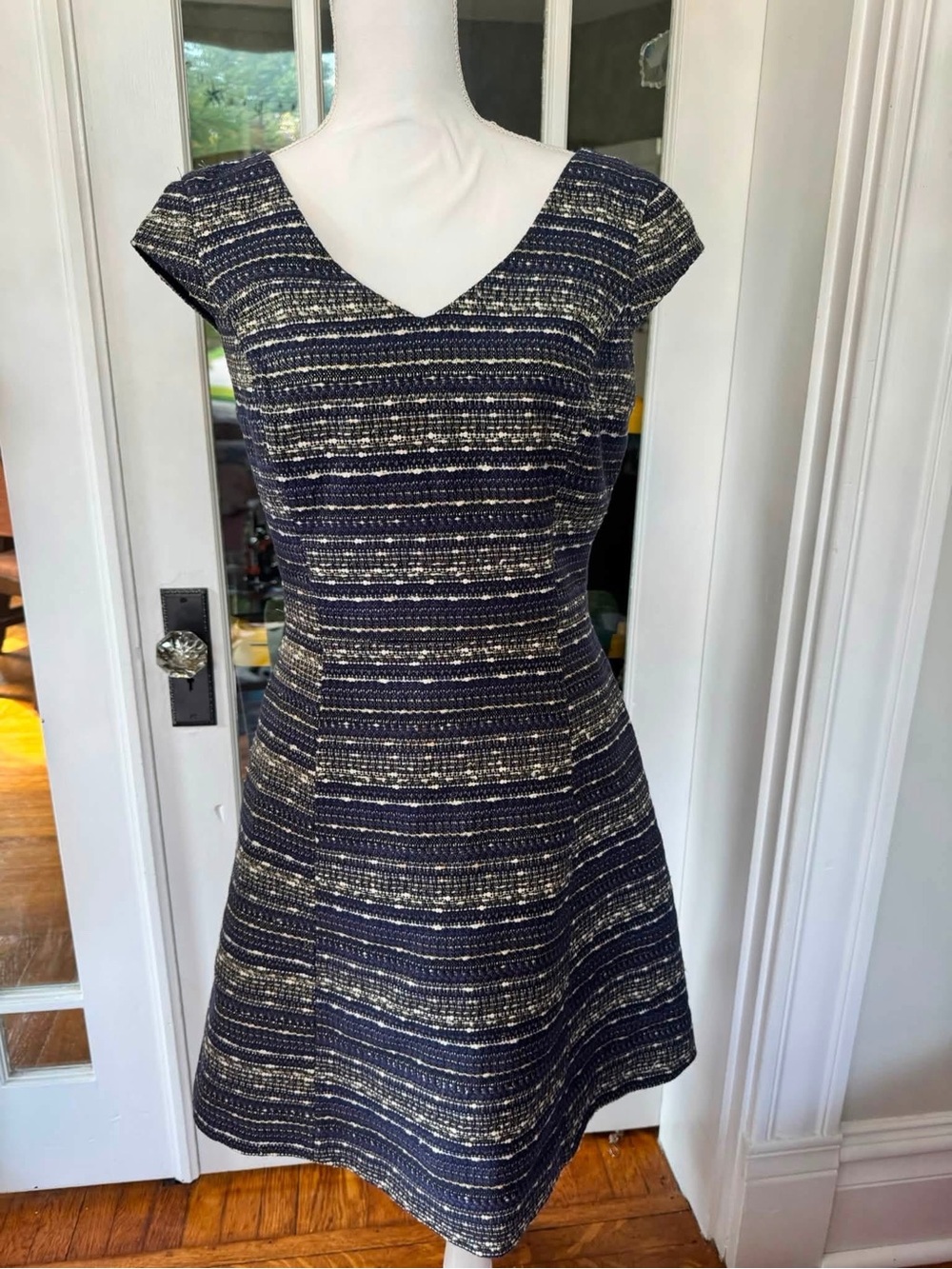 Lilly Pulitzer Navy and Gold Striped Fit-and-Flare Dress